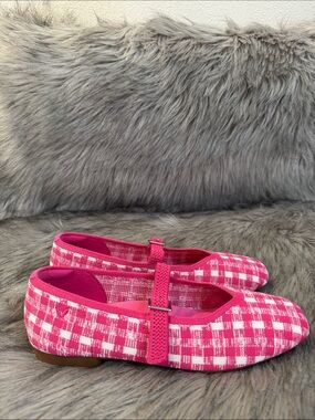 Vivaia Pink Plaid Mary Jane Flats Size 38.5
